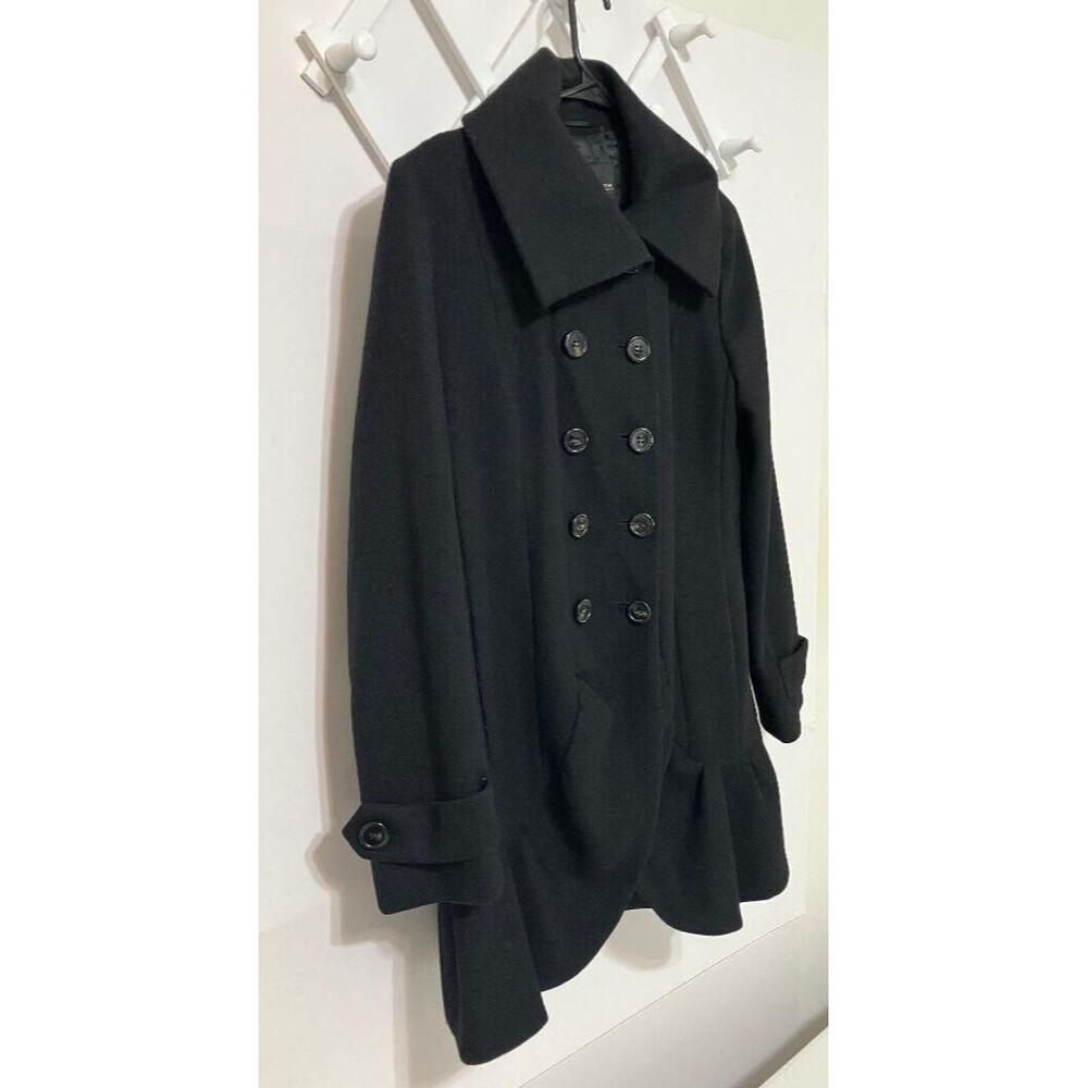Max Mara Weekend Black Virgin Wool Coat Women's 10 Double Breast Peacoat Ukraine - Picture 2 of 14